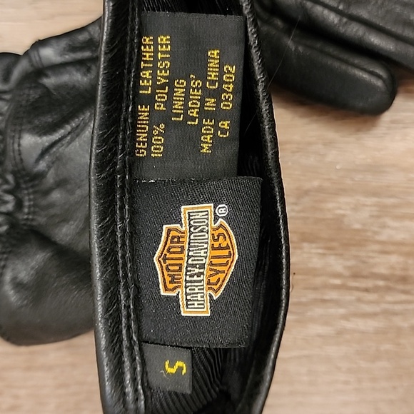 Harley-Davidson Gloves Black Leather Padded Motorcycle Riding Ladies Size Small - Picture 5 of 12